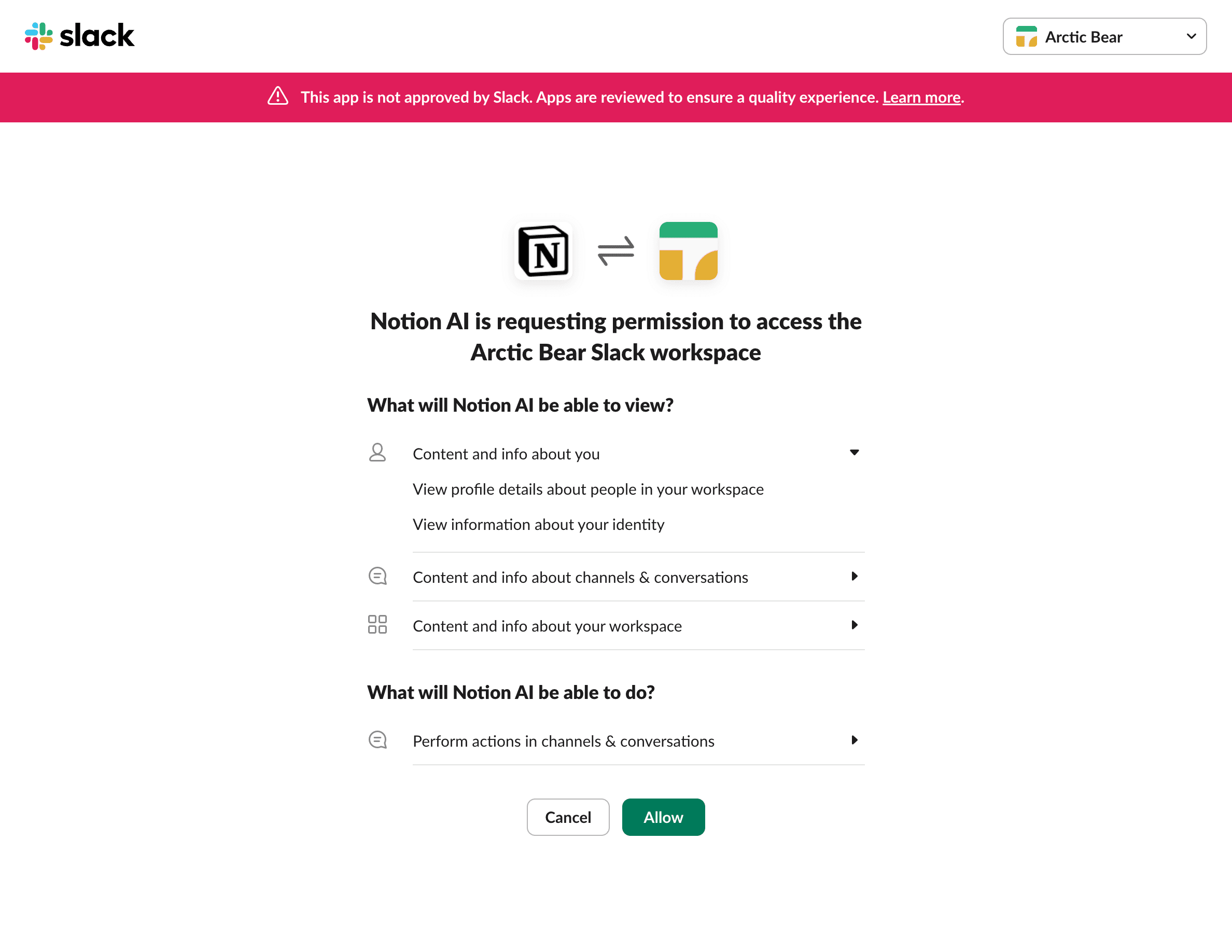 ca: configuración de la conexión de la ia de notion en slack