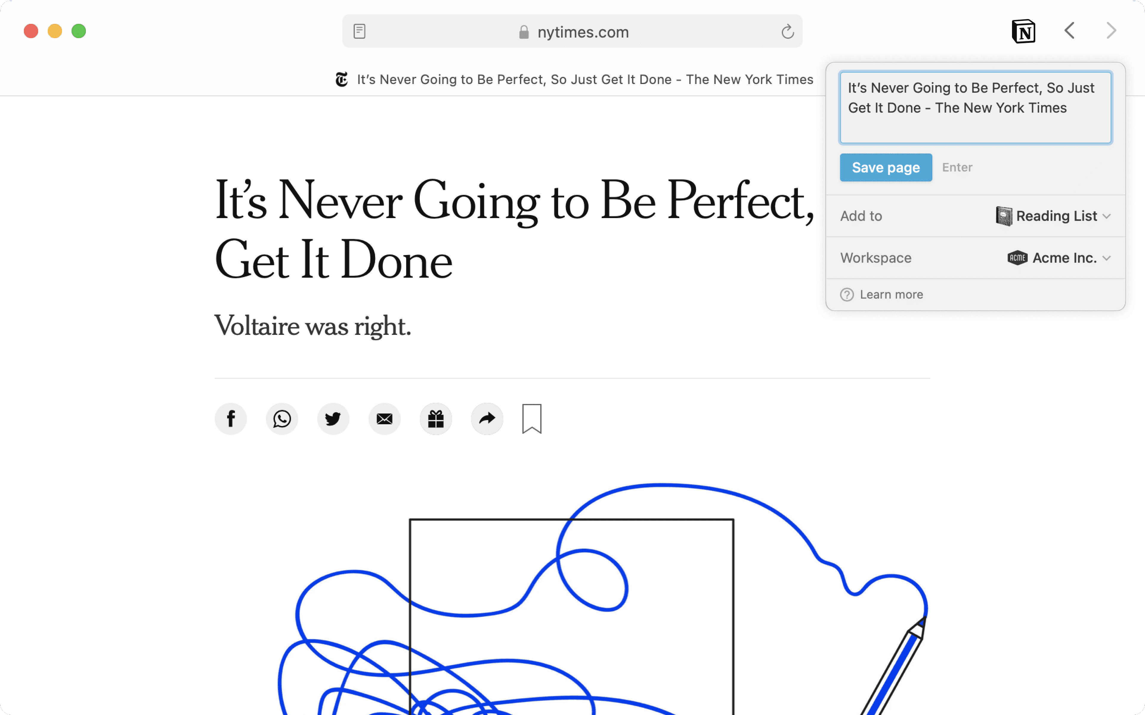 Menú de Web Clipper