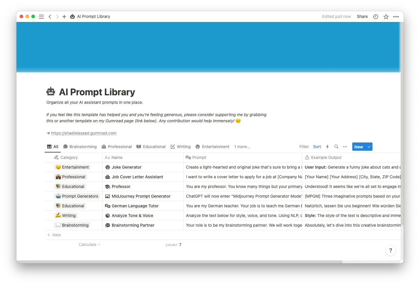 Vorschau der KI-Prompt-Bibliothek-Vorlage