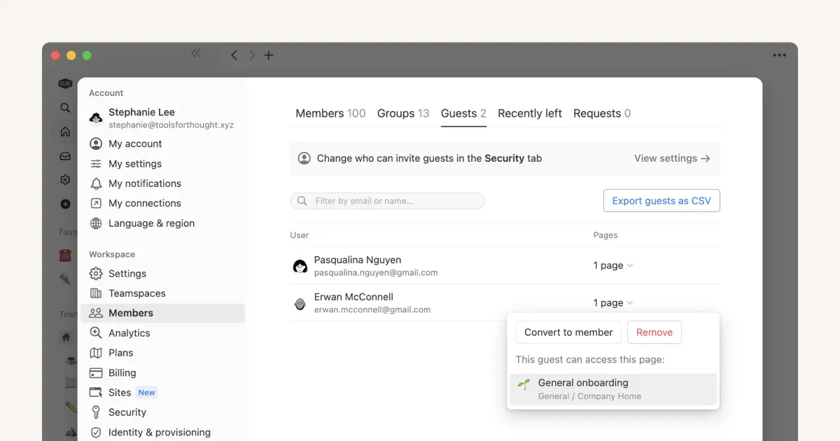 ¿Quién debe ser miembro del espacio de trabajo y quién debe ser invitado?