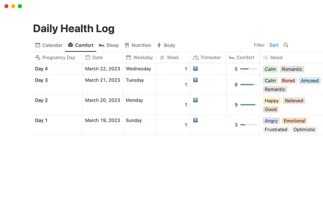 Pregnancy Journal Log
