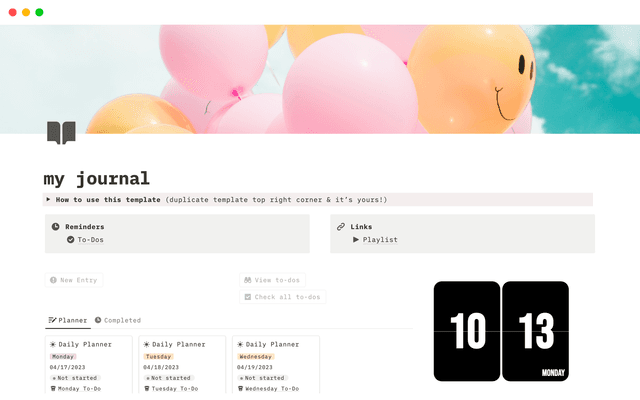 Minimalist Daily Planner & Journal (with Buttons)