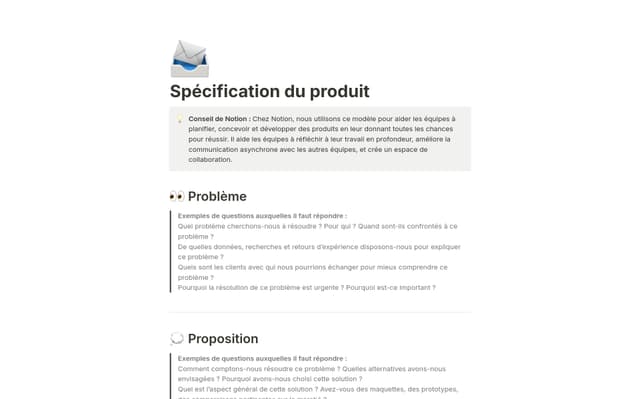 Spécifications produit