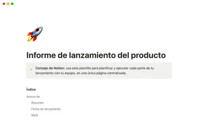 Resumen del lanzamiento del producto