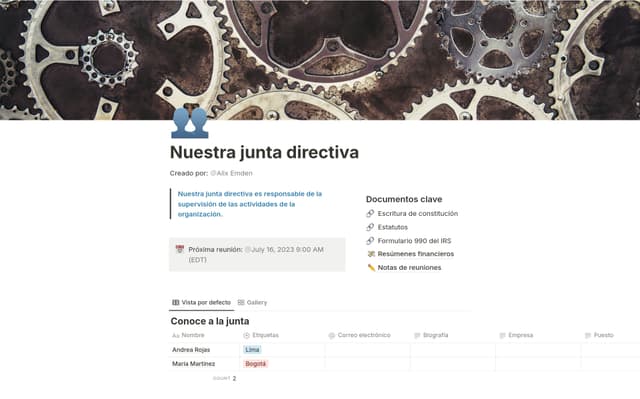 Nuestra junta directiva